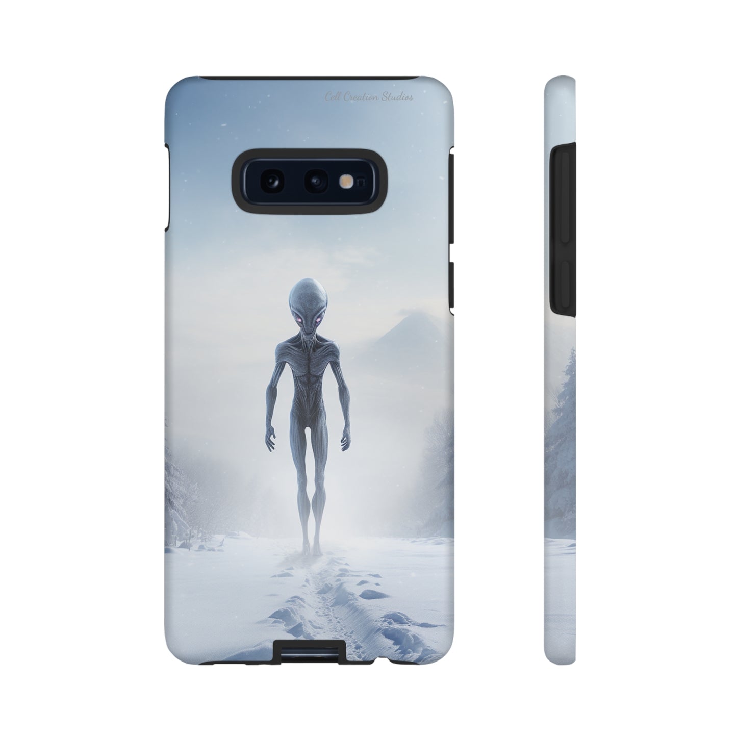 Introducing the "Frosty Extraterrestrial" Cell Phone Case – Embrace Alien Intrigue Amidst the Snowscape -Tough Cases