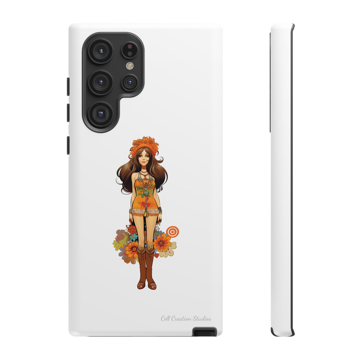 Introducing the "Groovy Hippie Chick" Cell Phone Case – Peace, Love, and Retro Style -Tough Cases