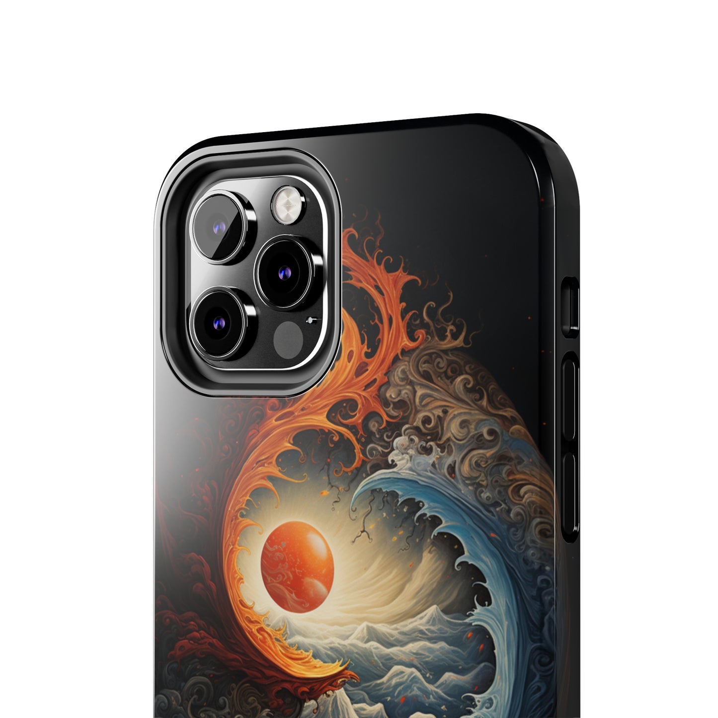 "Dual Elements Clash: Fire and Water Abstract" Phone Case -Tough Phone Cases