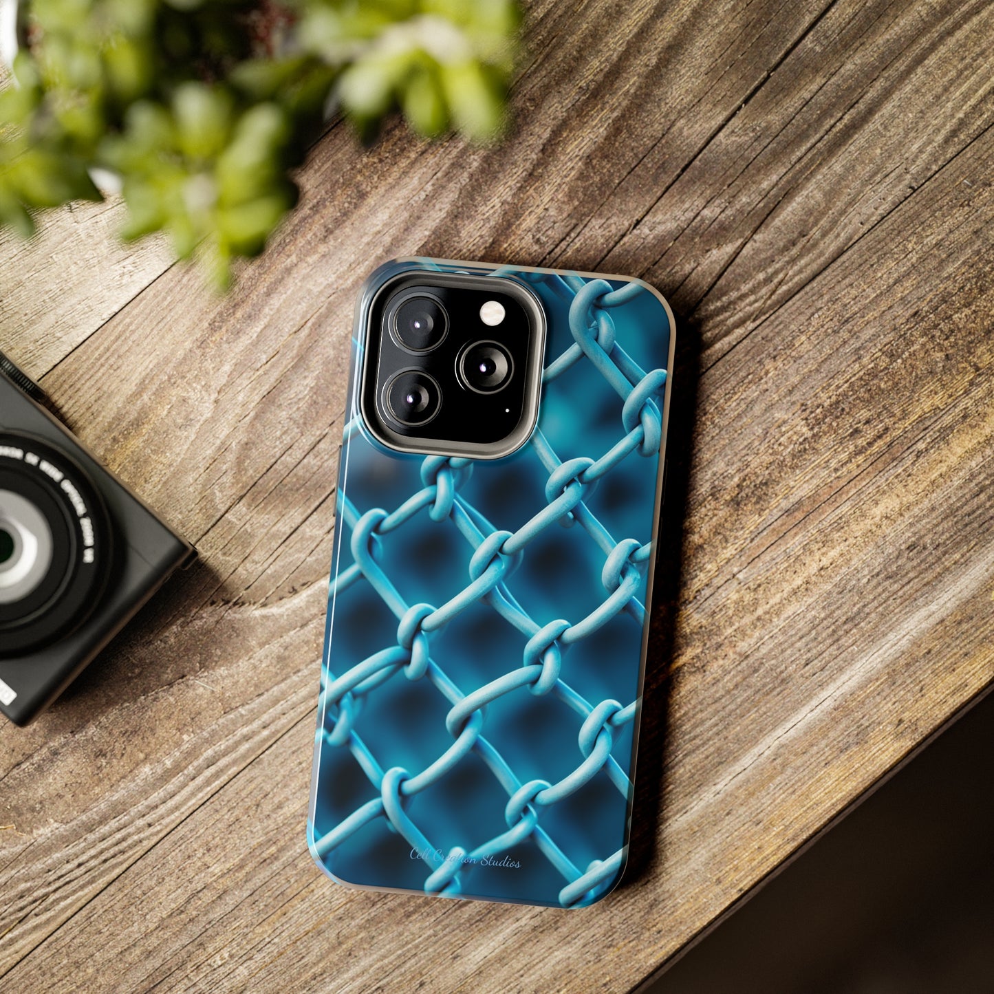 Introducing the "Elegant Chainlink" Cell Phone Case – Embrace Contemporary Style with Blue Chain Link Design -Tough Phone Cases