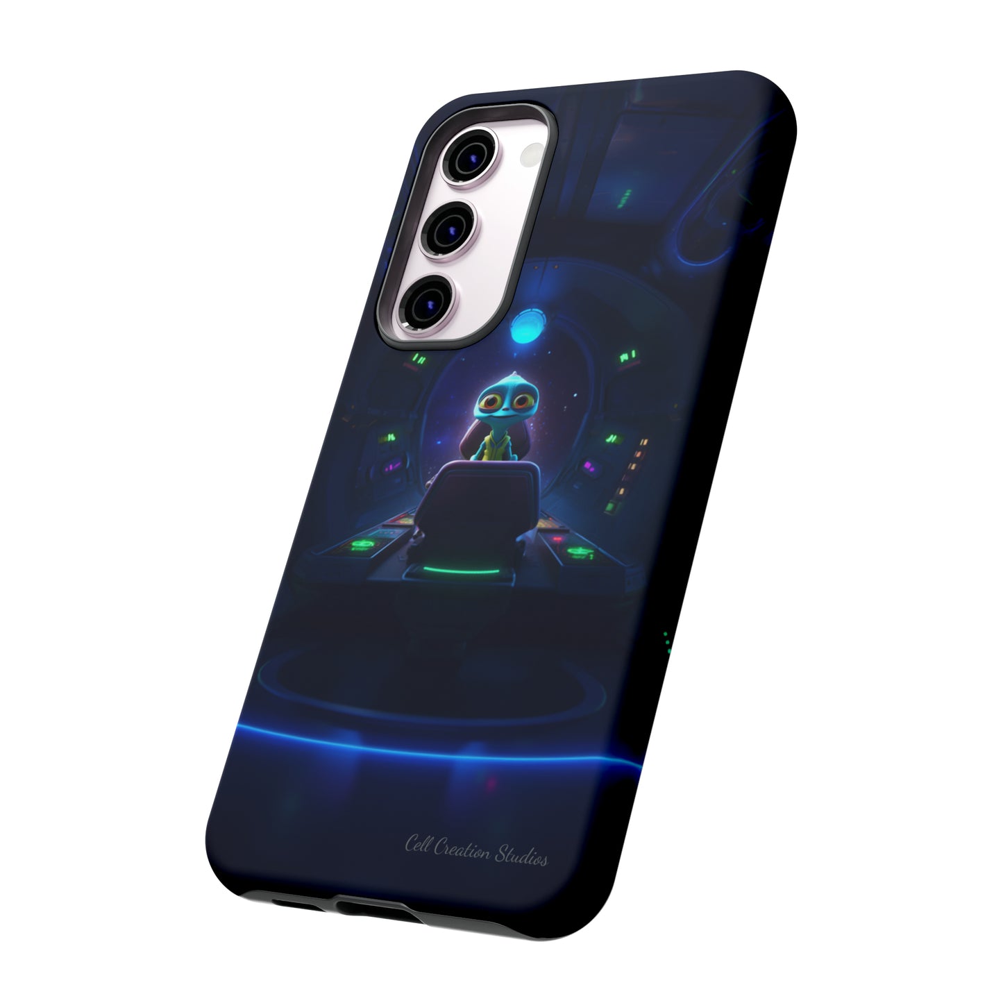 The "Galactic Buddy" Blue Alien Spaceship Phone Case -Tough Cases