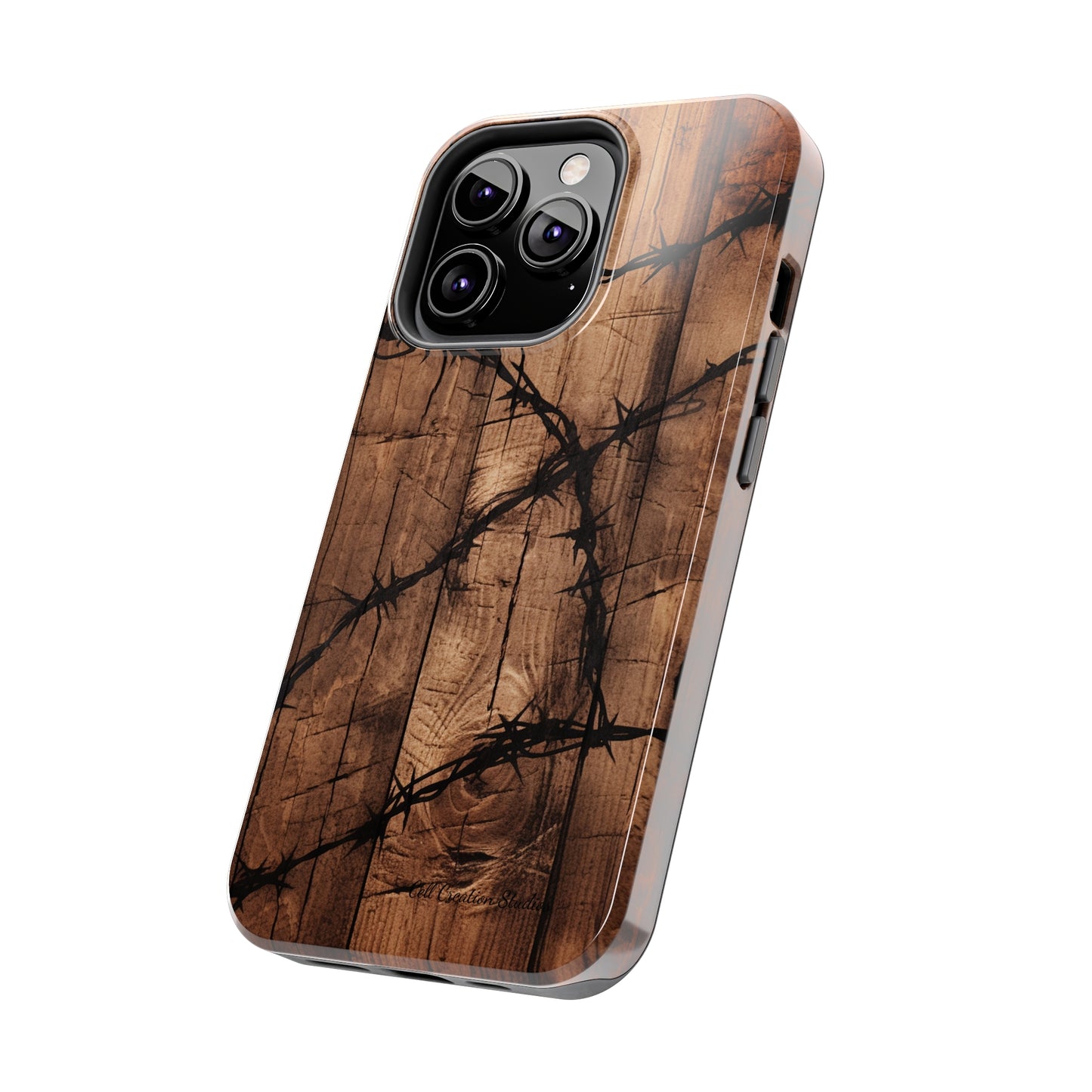 "Elegant Barb Wire on Wood" Embrace Rustic Style -Tough Phone Cases