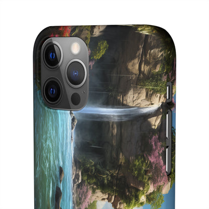 Introducing the "Nature's Cascade" Cell Phone Case – Capture Majestic Beauty with Rock Cliffs and Waterfall! -Snap Cases