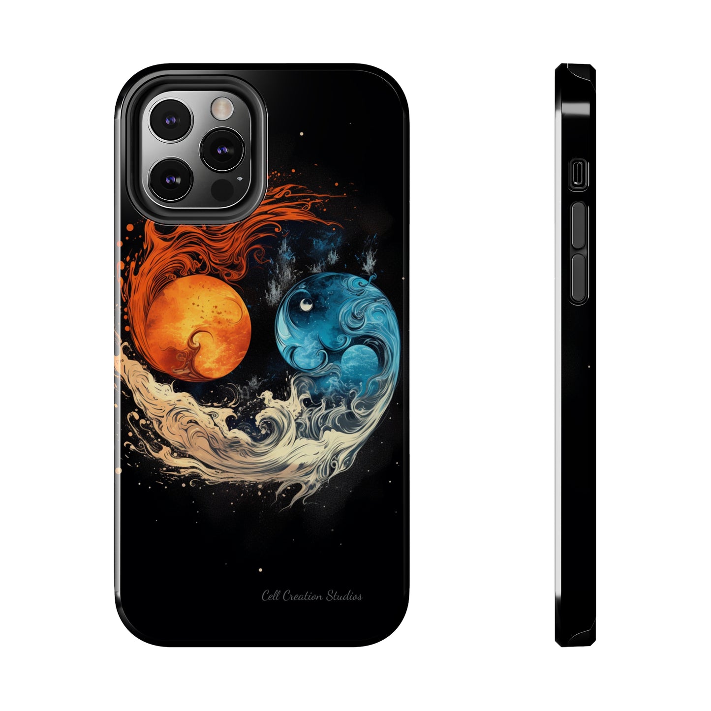 "Harmony in Contrast: Orange and Blue Yin and Yang Phone Case" -Tough Phone Cases