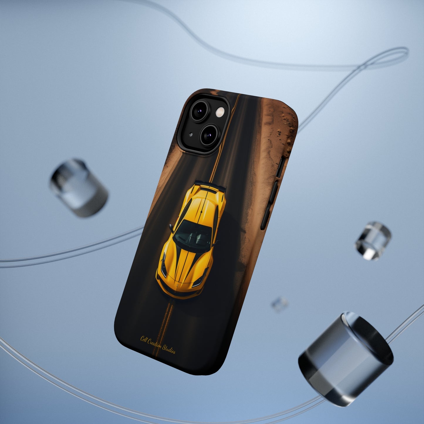 Introducing the "Desert Speedster" Cell Phone Case – Feel the Thrill of a Ferrari Racing through the Desert! -MagSafe Tough Cases