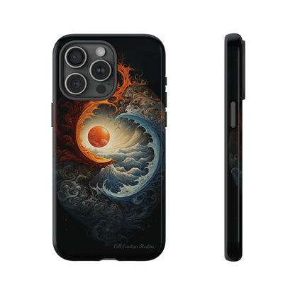 "Dual Elements Clash: Fire and Water Abstract" Phone Case -Tough Cases