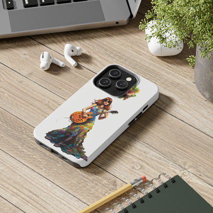 Introducing the "Hippie Chick Groove" Cell Phone Case – Retro Vibes and Musical Delight -Tough Phone Cases