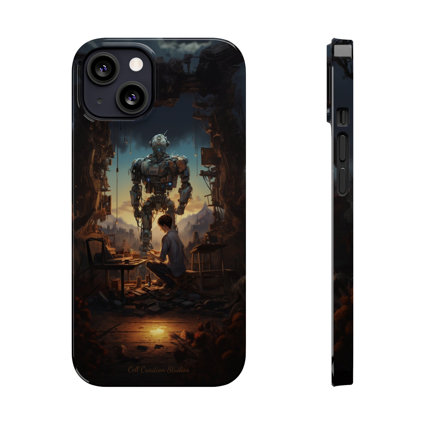 Introducing the "Mechanical Bond" Cell Phone Case – Witness a Captivating Moment of Giant Robot and Boy -Slim Phone Cases