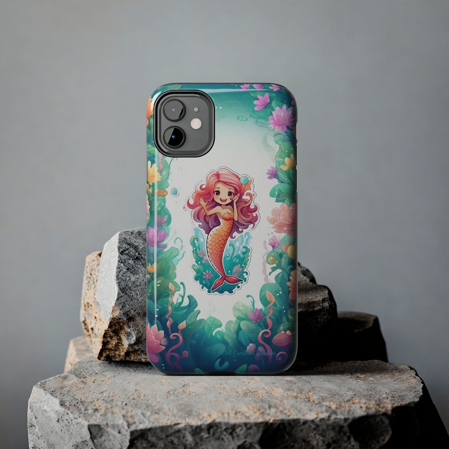 "Pink Seaflower Mermaid" -Tough iPhone Cases