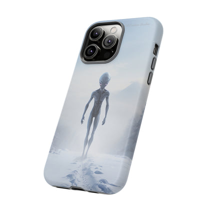 Introducing the "Frosty Extraterrestrial" Cell Phone Case – Embrace Alien Intrigue Amidst the Snowscape -Tough Cases