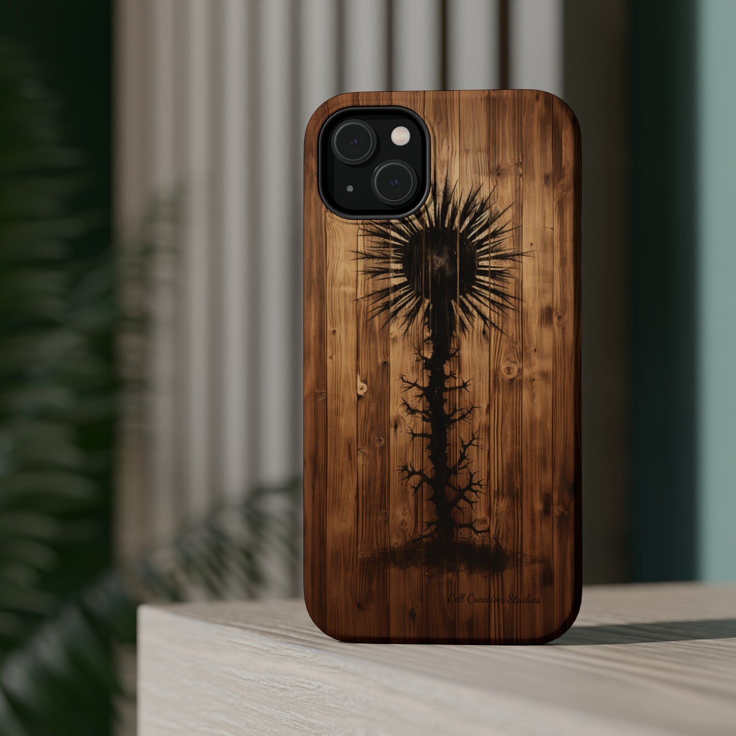 "Desert Plant on Wood Themed Phone Case: Embrace Nature's Beauty" -MagSafe Tough Cases