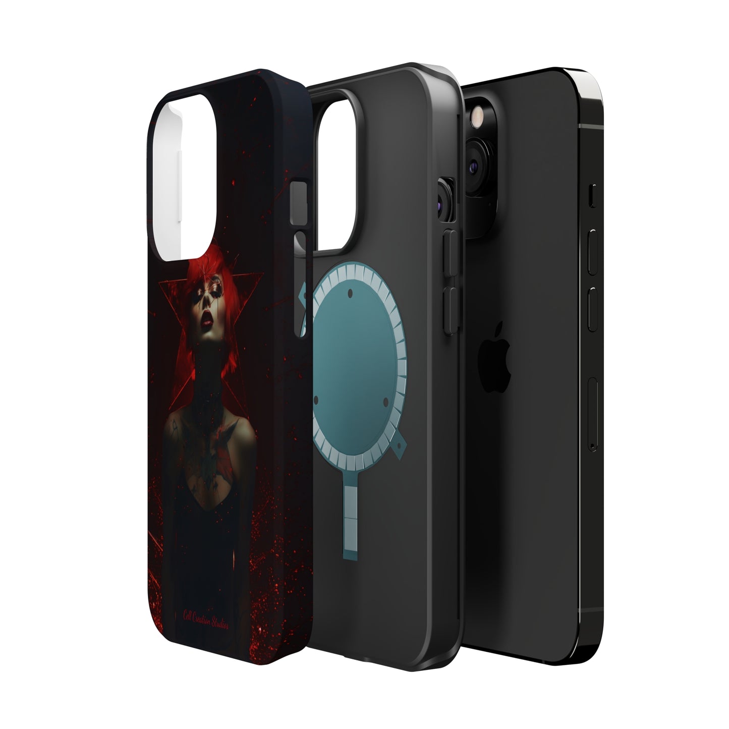 Introducing the "Inked Flame" Cell Phone Case – Embrace Fiery Elegance with a Tattooed Red-Headed Beauty -MagSafe Tough Cases