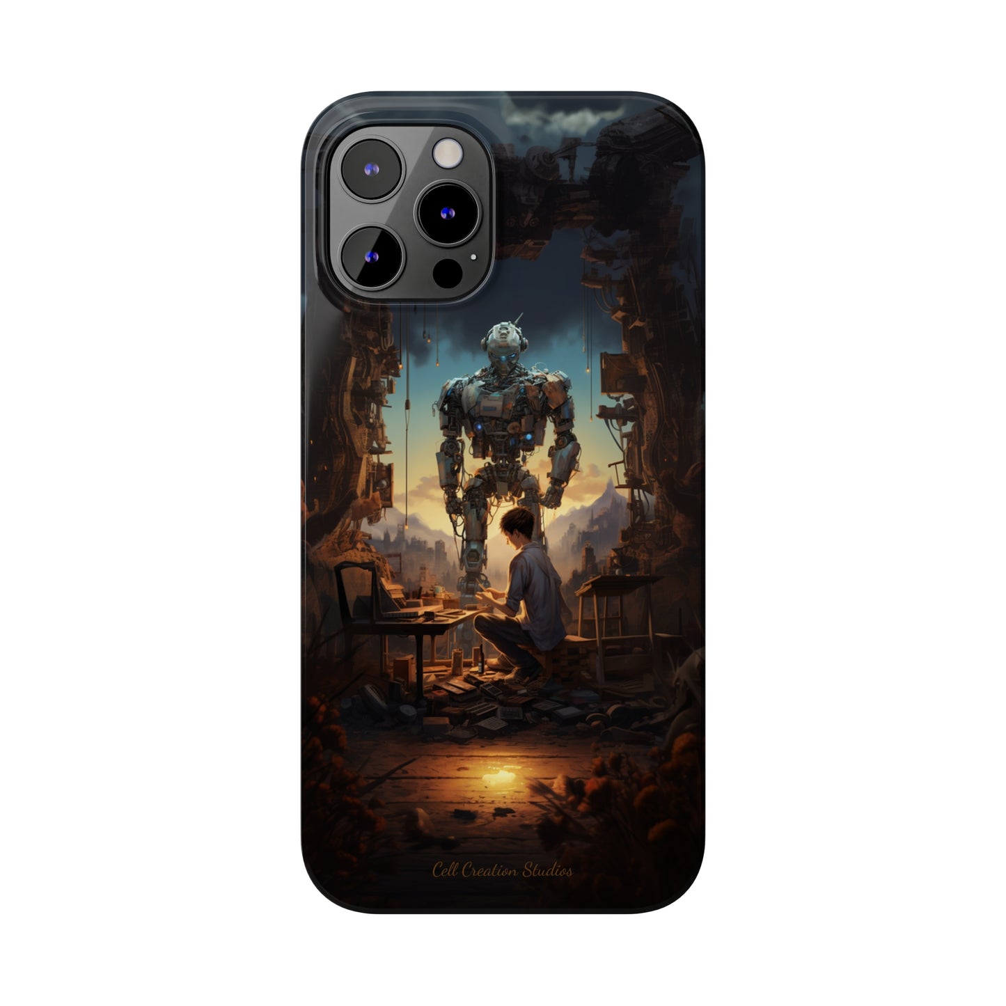 Introducing the "Mechanical Bond" Cell Phone Case – Witness a Captivating Moment of Giant Robot and Boy -Slim Phone Cases