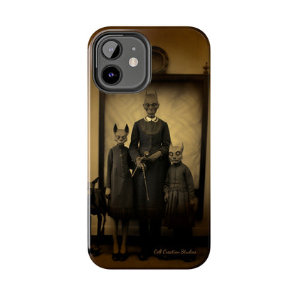 Introducing the "Vintage Odd Creatures" Cell Phone Case – Step into the Eerie Charm of a Haunting Family Portrait -Tough Phone Cases