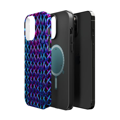 Introducing the "Neon Chainlink Glow" Cell Phone Case – Illuminate Your Style with Vibrant Chain Pattern Design -MagSafe Tough Cases