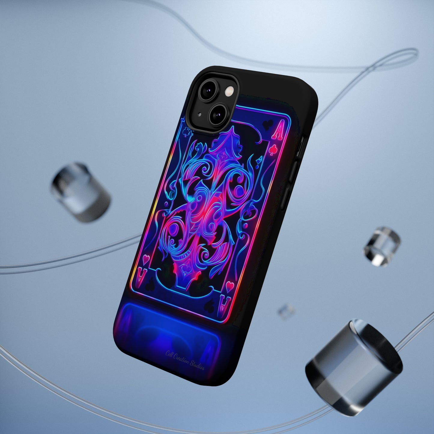 Introducing the "Neon Ace of Hearts" Cell Phone Case – Elevate Your Style with a Dazzling Card -MagSafe Tough Cases