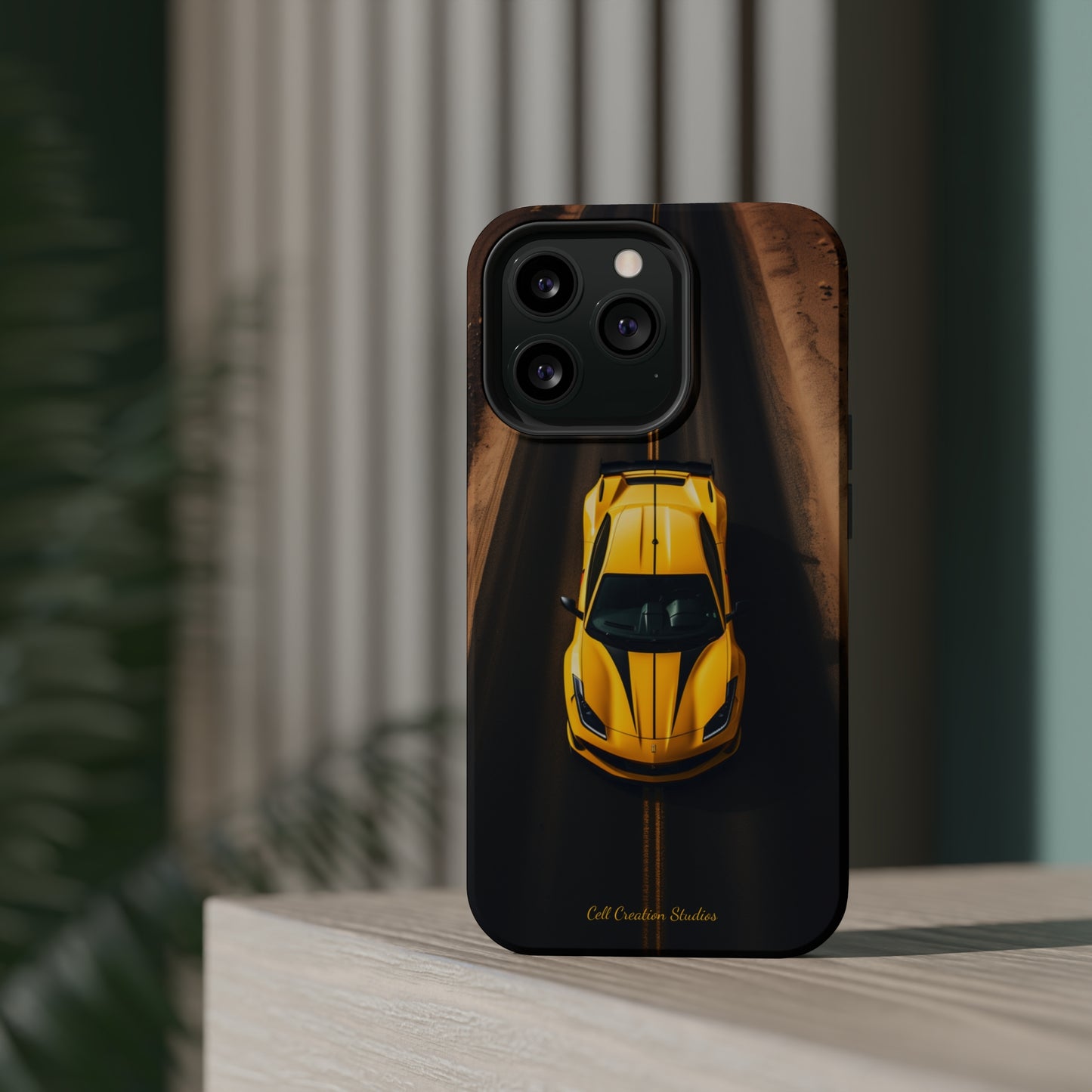 Introducing the "Desert Speedster" Cell Phone Case – Feel the Thrill of a Ferrari Racing through the Desert! -MagSafe Tough Cases