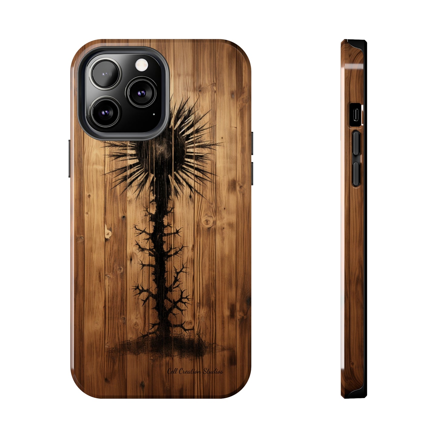 "Desert Plant on Wood Themed Phone Case: Embrace Nature's Beauty"-Tough Phone Cases