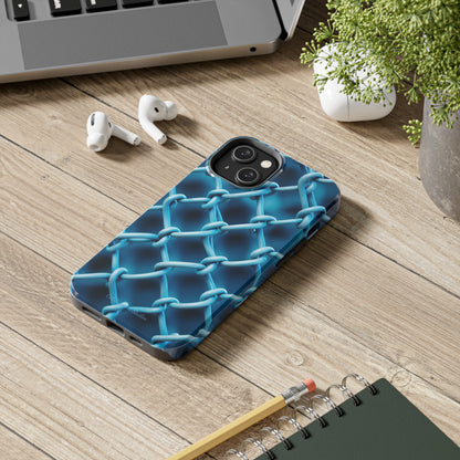 Introducing the "Elegant Chainlink" Cell Phone Case – Embrace Contemporary Style with Blue Chain Link Design -Tough Phone Cases