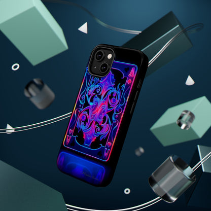 Introducing the "Neon Ace of Hearts" Cell Phone Case – Elevate Your Style with a Dazzling Card -MagSafe Tough Cases