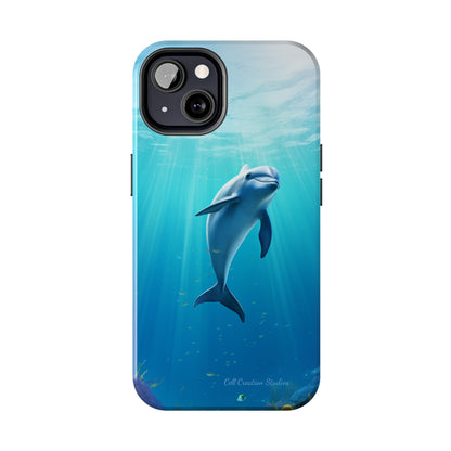 Introducing the "Dolphin Serenity" Cell Phone Case – Dive into Tranquility with a Graceful Dolphin -Tough Phone Cases