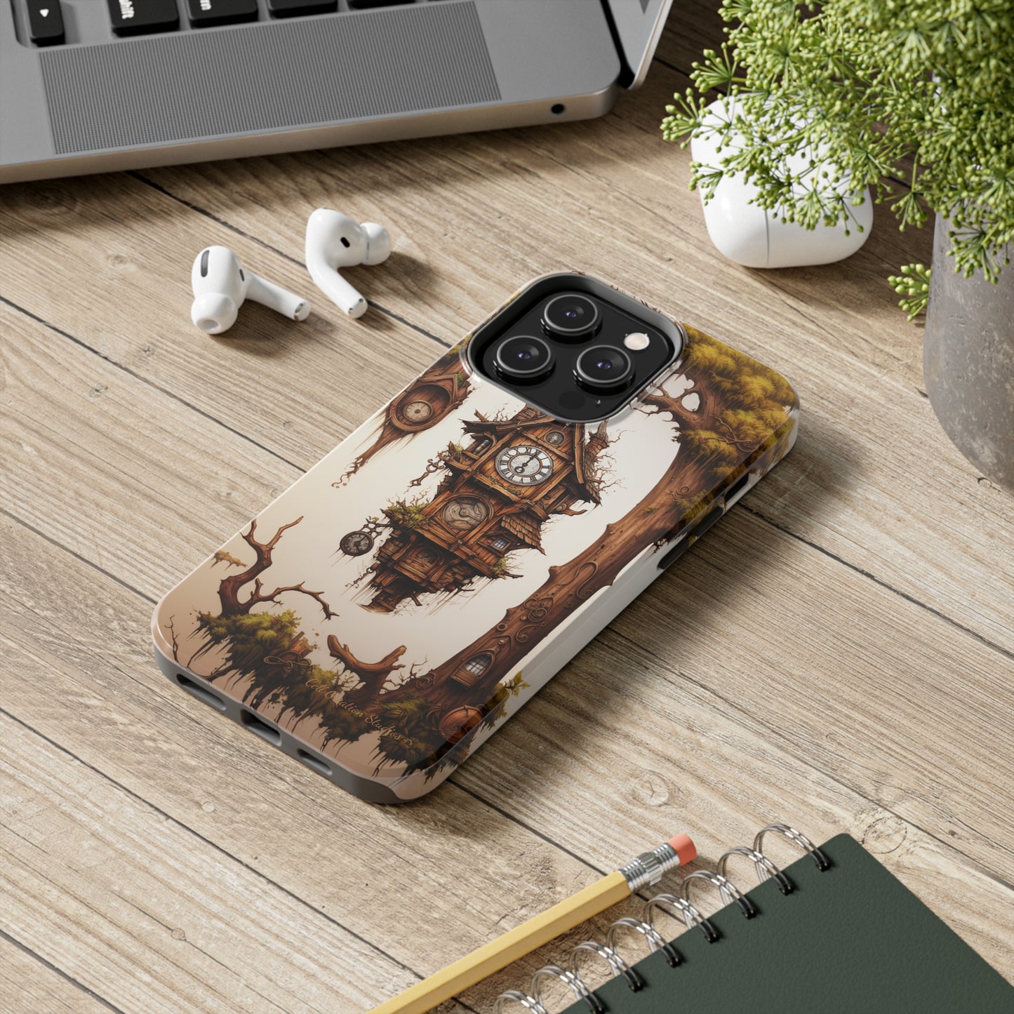 Introducing the "Mystical Wooden Clock" Cell Phone Case – Embrace Enchantment and Timeless Beauty -Tough Phone Cases