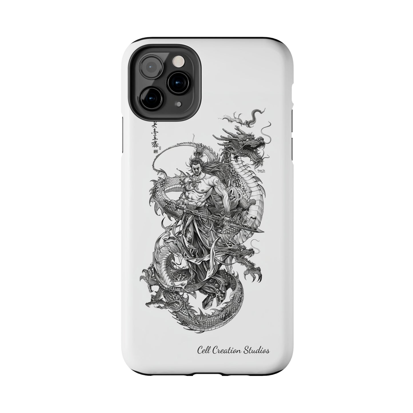 "Samurai and Dragon Sketch" -Tough iPhone Cases