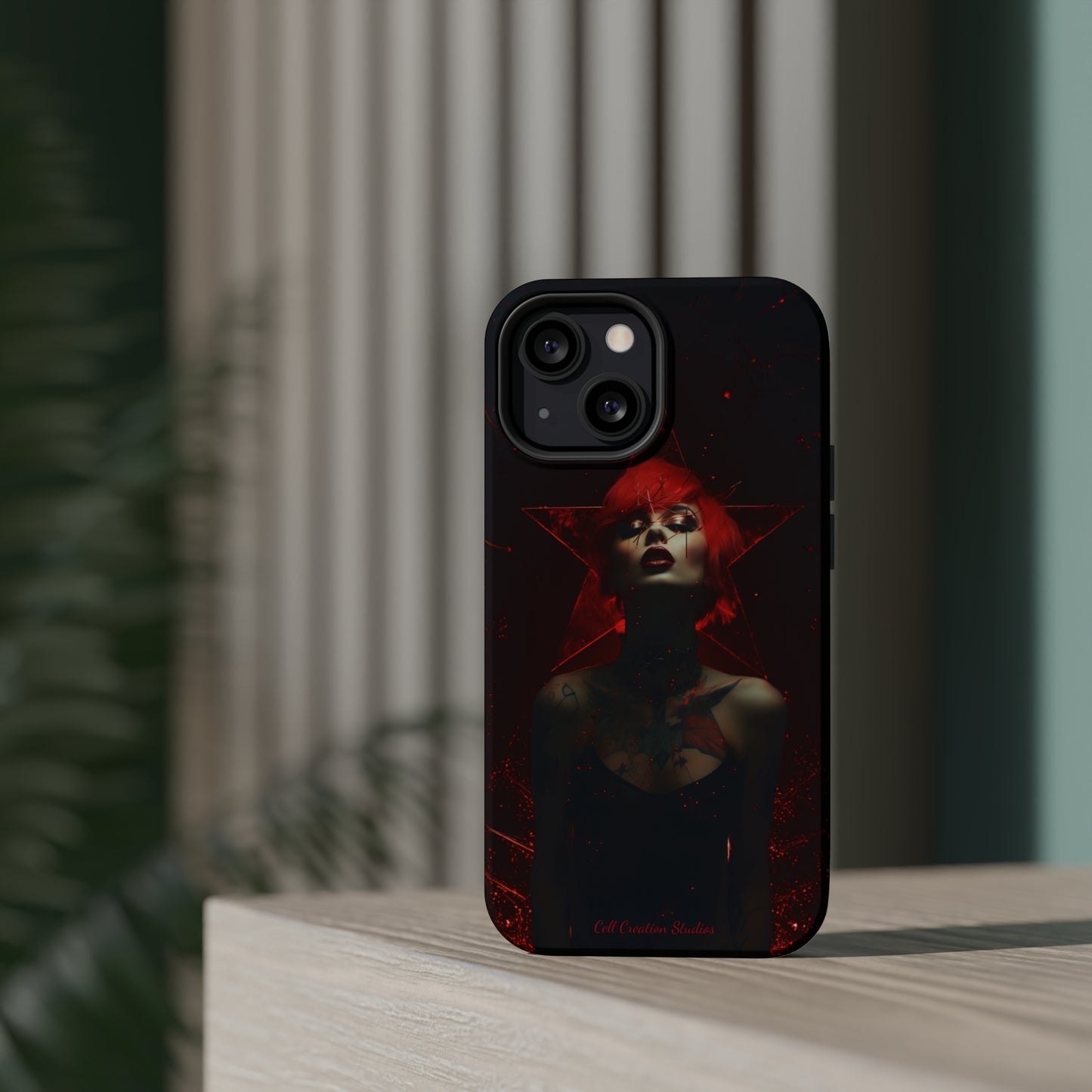 Introducing the "Inked Flame" Cell Phone Case – Embrace Fiery Elegance with a Tattooed Red-Headed Beauty -MagSafe Tough Cases