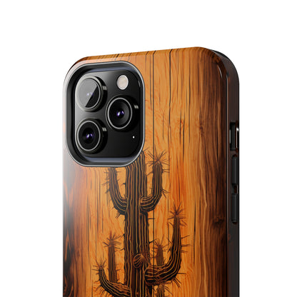 "Cactus Burnt Wood" Phone Case -Tough Phone Cases