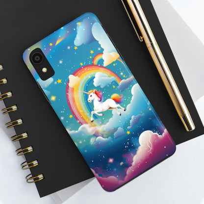 Introducing the "Rainbow Soar" Cell Phone Case – Embark on a Whimsical Journey with a Flying Unicorn -Tough Phone Cases