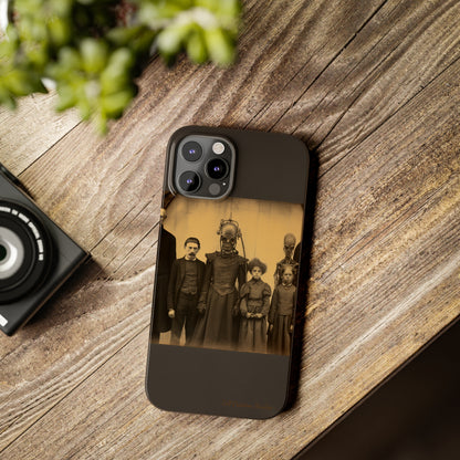 Introducing the "Vintage Odd Creatures" Cell Phone Case – Step into the Eerie Charm of a Haunting Family Portrait -Slim Phone Cases