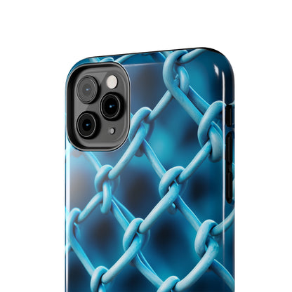 Introducing the "Elegant Chainlink" Cell Phone Case – Embrace Contemporary Style with Blue Chain Link Design -Tough Phone Cases