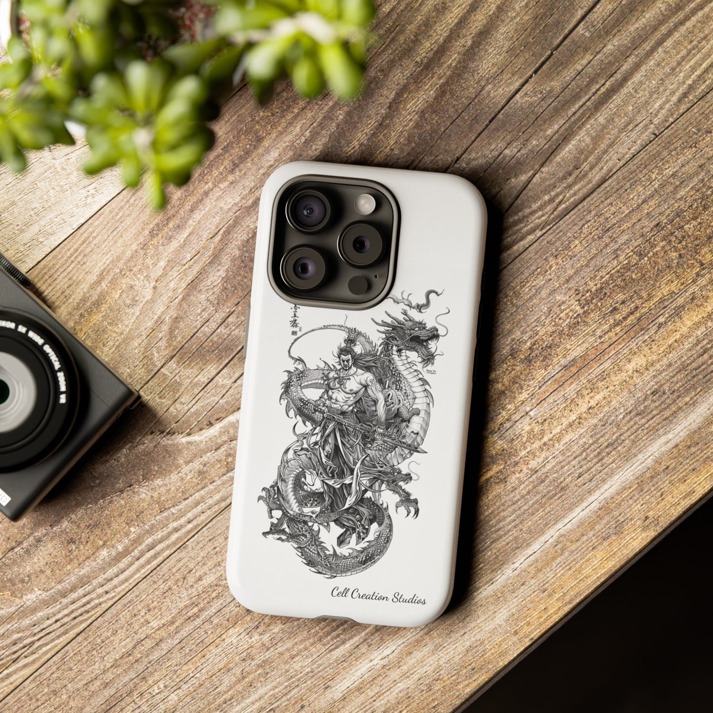 "Samurai and Dragon Sketch" -Tough iPhone Cases