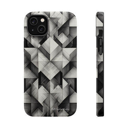 The "Black and White Geometric Pattern" Cell Phone Case- Elevate Your Phone's Style -MagSafe Tough Cases