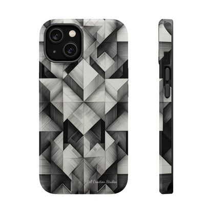 The "Black and White Geometric Pattern" Cell Phone Case- Elevate Your Phone's Style -MagSafe Tough Cases