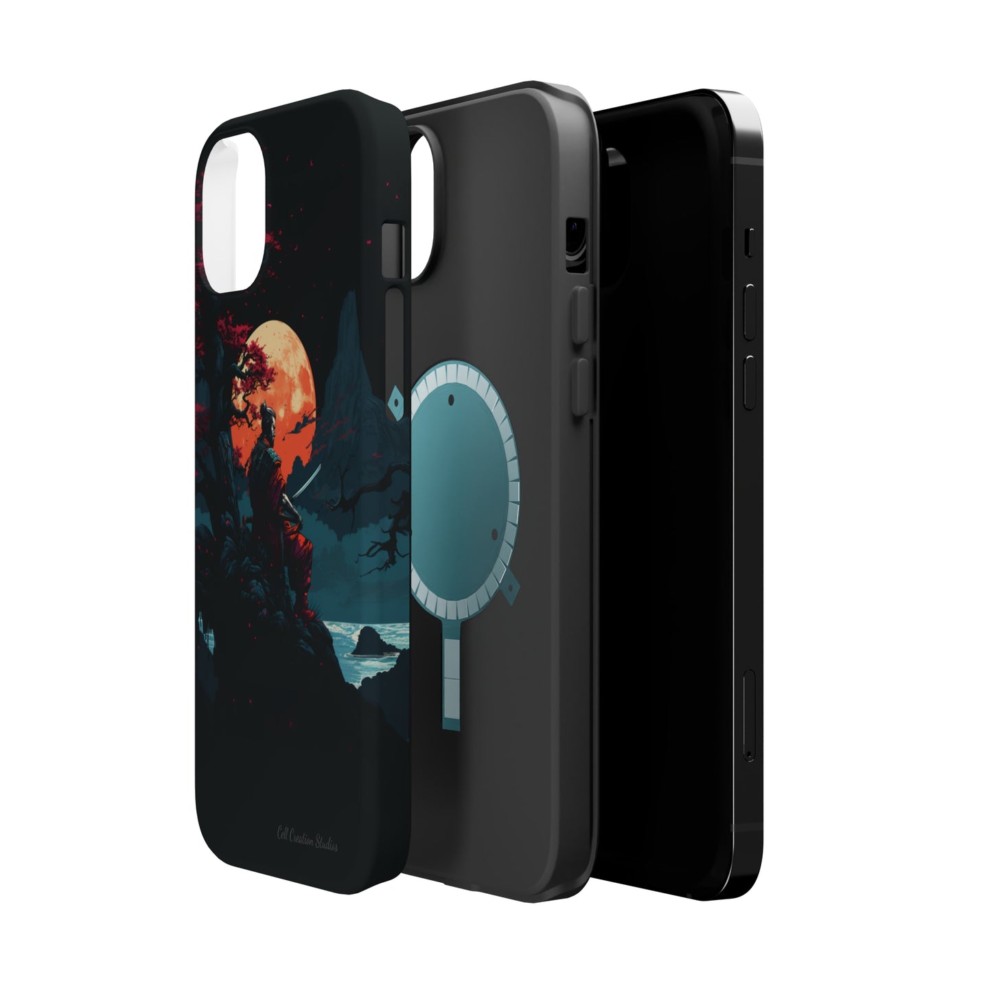 Introducing the "Moonlit Samurai Serenity" Cell Phone Case – Embrace Elegance and Strength -MagSafe Tough Cases