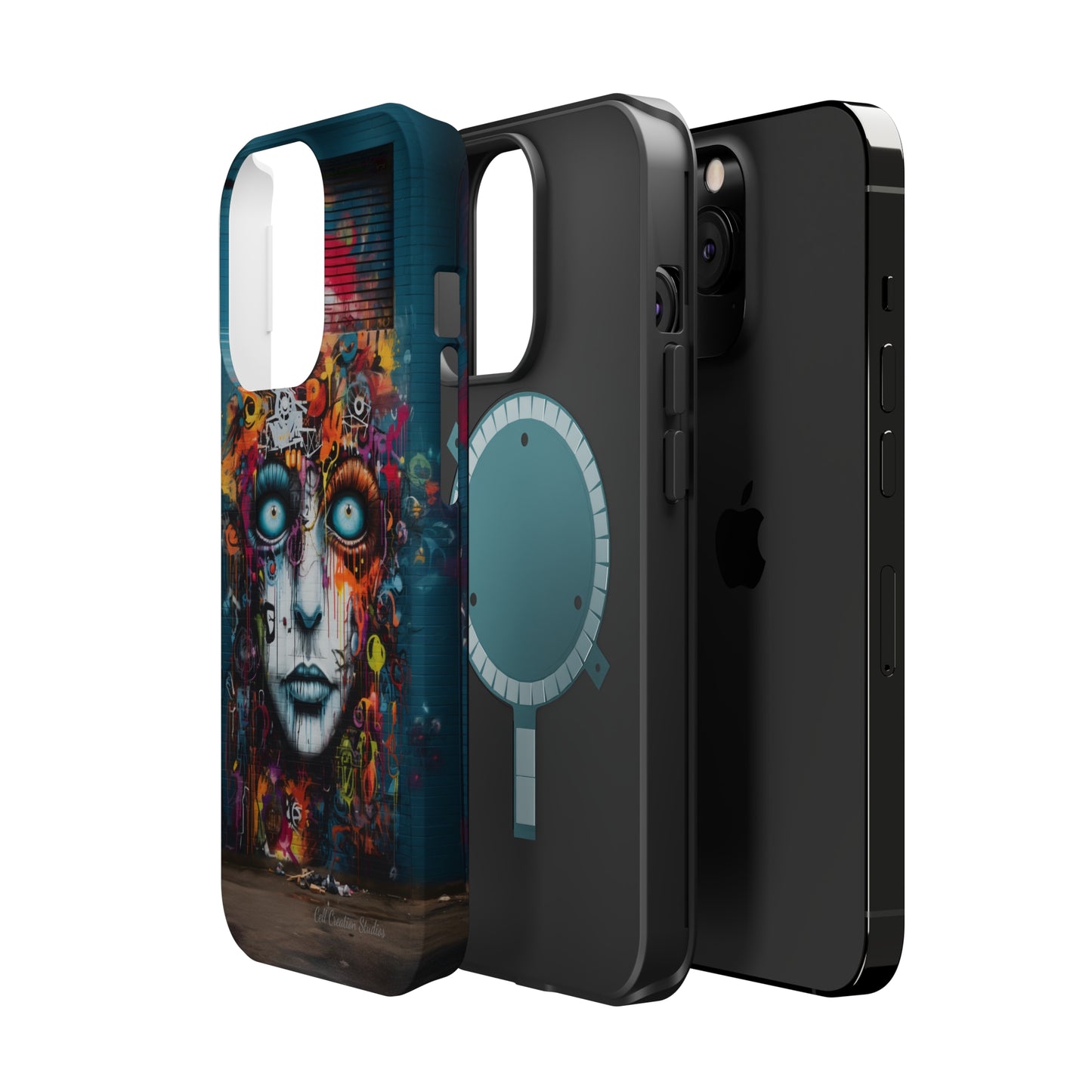 Elevate Your Style with our "Graffiti Face Concrete Wall" Phone Case -MagSafe Tough Cases