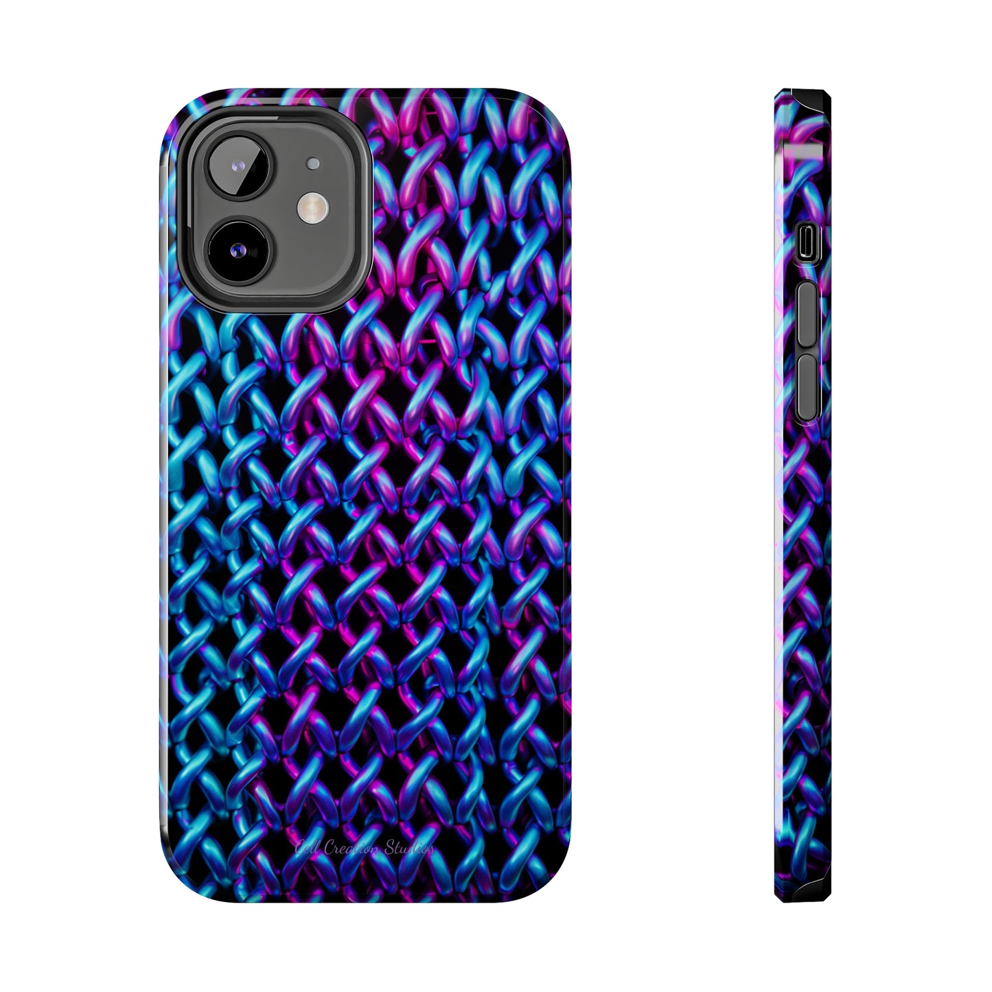 Introducing the "Neon Chainlink Glow" Cell Phone Case – Illuminate Your Style with Vibrant Chain Pattern Design -Tough Phone Cases