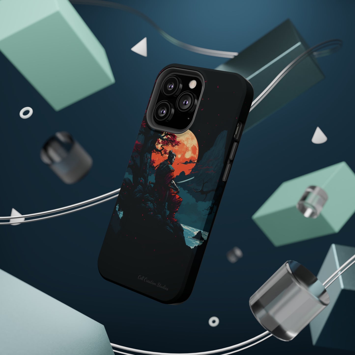 Introducing the "Moonlit Samurai Serenity" Cell Phone Case – Embrace Elegance and Strength -MagSafe Tough Cases