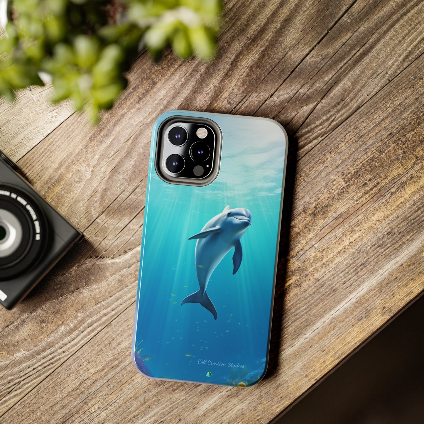 Introducing the "Dolphin Serenity" Cell Phone Case – Dive into Tranquility with a Graceful Dolphin -Tough Phone Cases