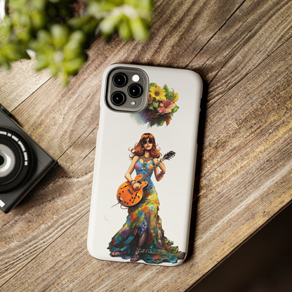 Introducing the "Hippie Chick Groove" Cell Phone Case – Retro Vibes and Musical Delight -Tough Phone Cases