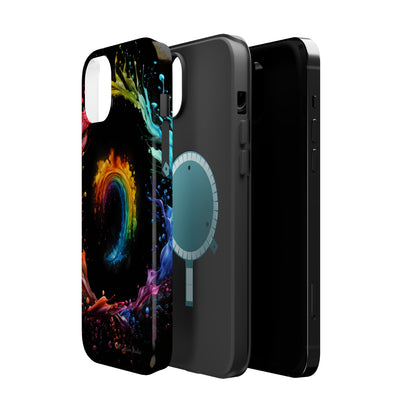 "Vibrant Swirls Painted on Black" Cell Phone Case -MagSafe Tough Cases