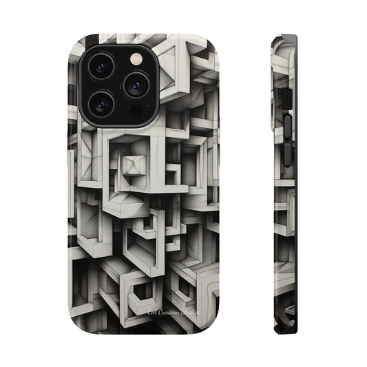 The "Geometric Right Angles" Cell Phone Case - Experience Sleek Simplicity -MagSafe Tough Cases