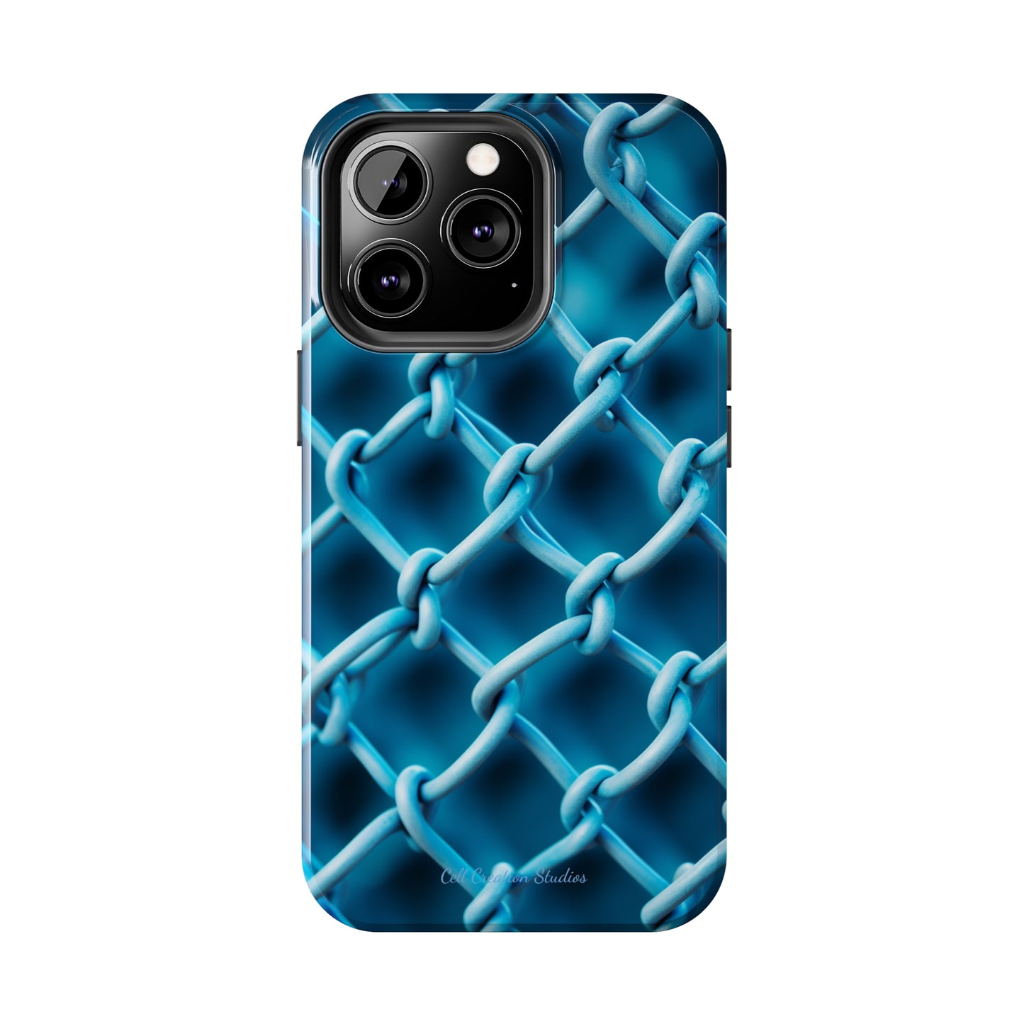 Introducing the "Elegant Chainlink" Cell Phone Case – Embrace Contemporary Style with Blue Chain Link Design -Tough Phone Cases