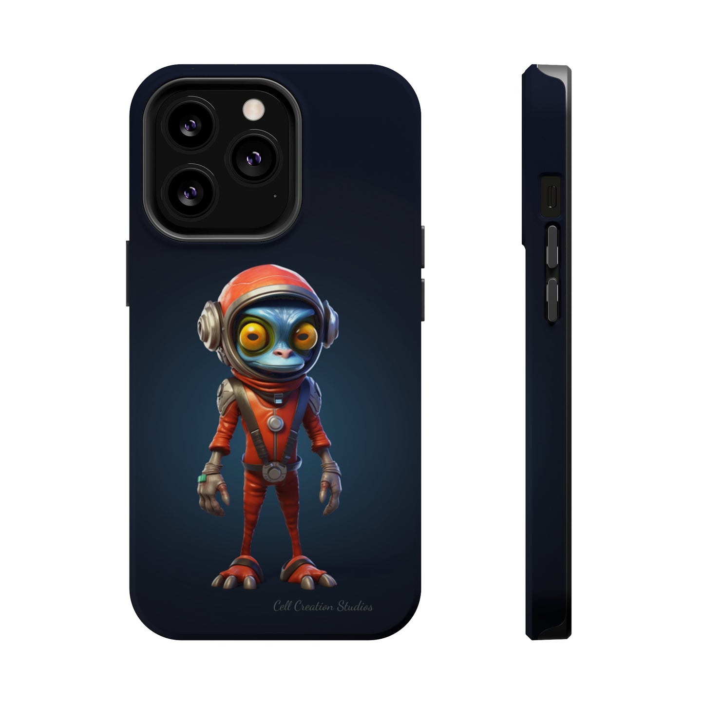 The "AstroGuard" Animated Blue Alien Astronaut Phone Case -MagSafe Tough Cases