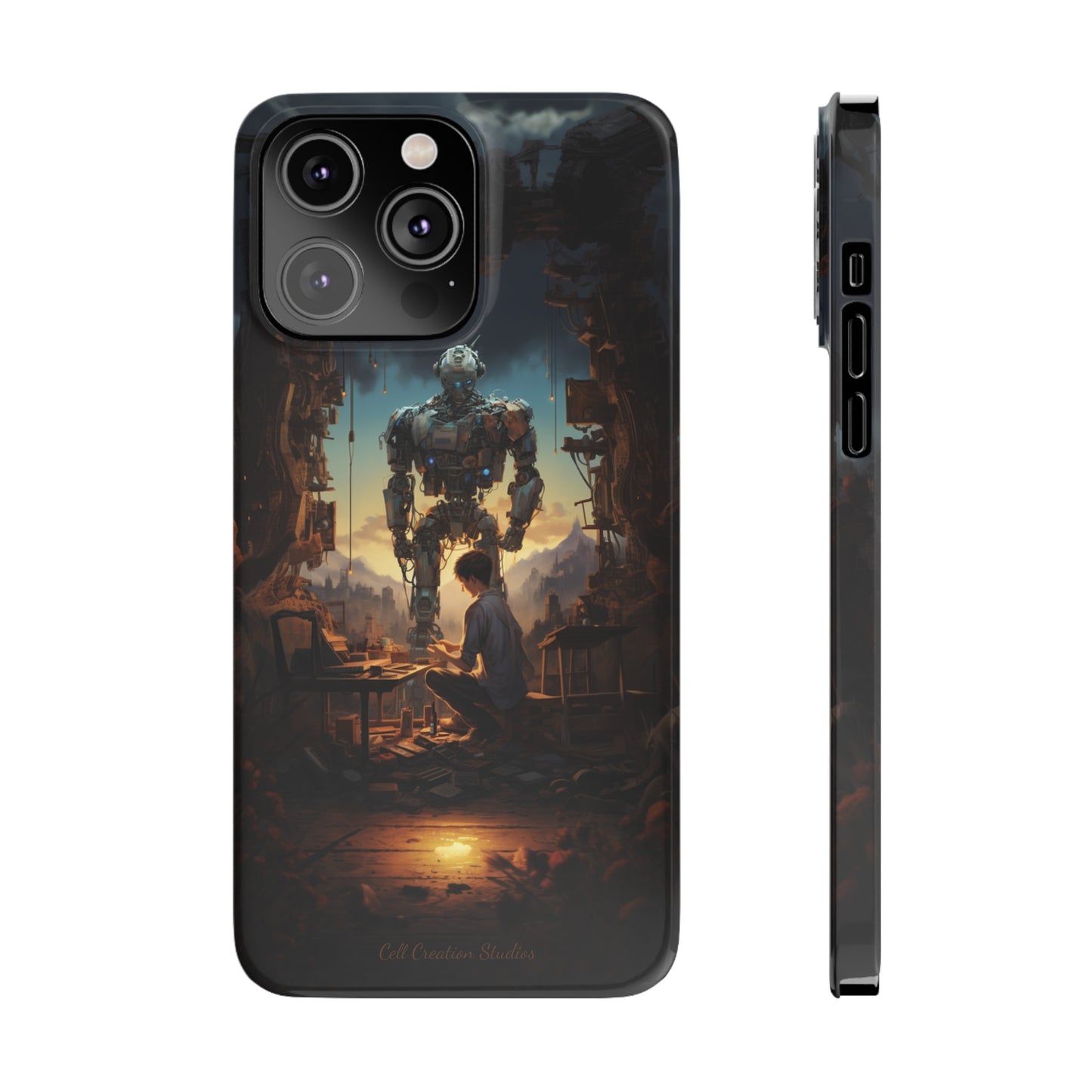 Introducing the "Mechanical Bond" Cell Phone Case – Witness a Captivating Moment of Giant Robot and Boy -Slim Phone Cases