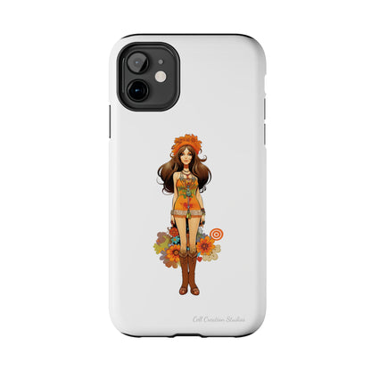 Introducing the "Groovy Hippie Chick" Cell Phone Case – Peace, Love, and Retro Style -Tough Phone Cases