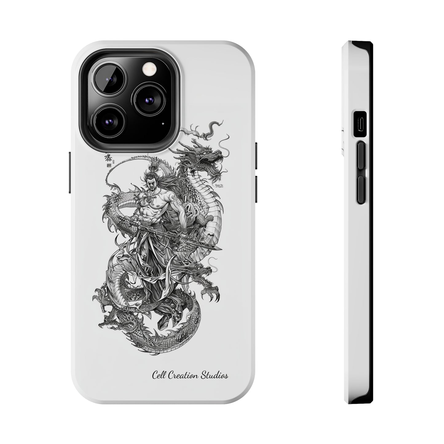 "Samurai and Dragon Sketch" -Tough iPhone Cases