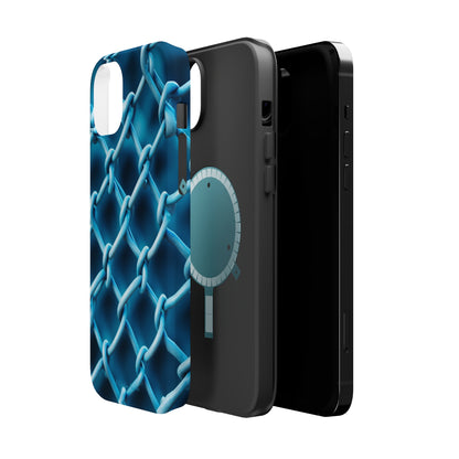 Introducing the "Elegant Chainlink" Cell Phone Case – Embrace Contemporary Style with Blue Chain Link Design -MagSafe Tough Cases