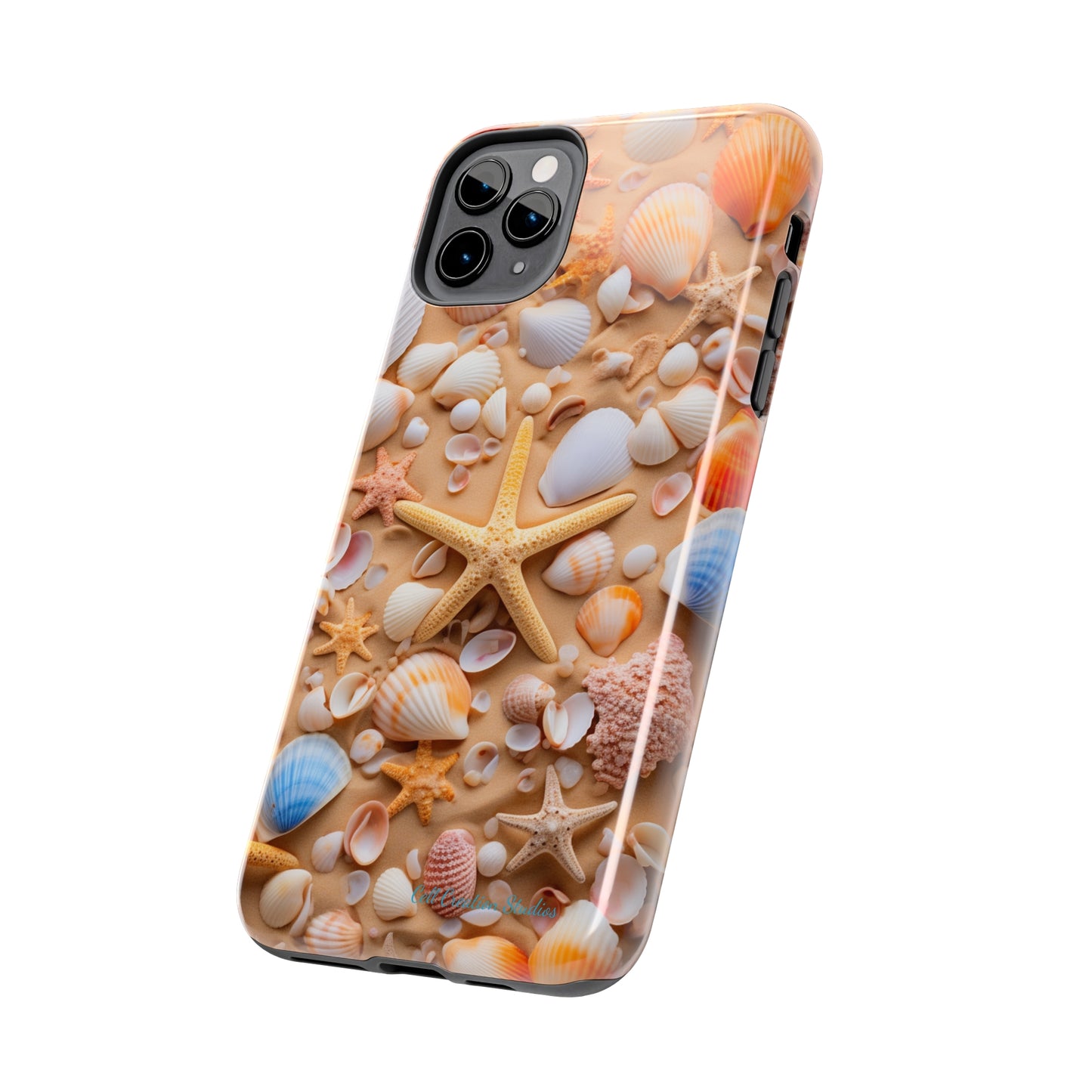 "Seaside Serenity Phone Case: Starfish and Seashells" -Tough Phone Cases